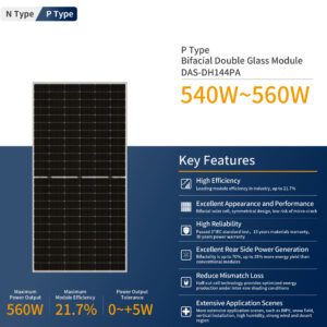 540-560W ptype - 560W Solar Panel P type Biaficial double glass
